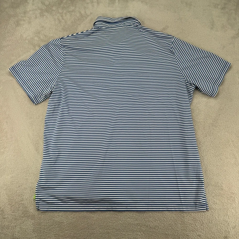 RLX Ralph Lauren Mens Polo Shirt XL Blue White Striped Preowned Wicking Golf